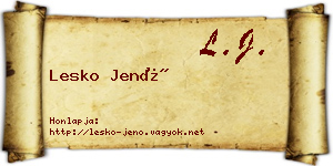 Lesko Jenő névjegykártya